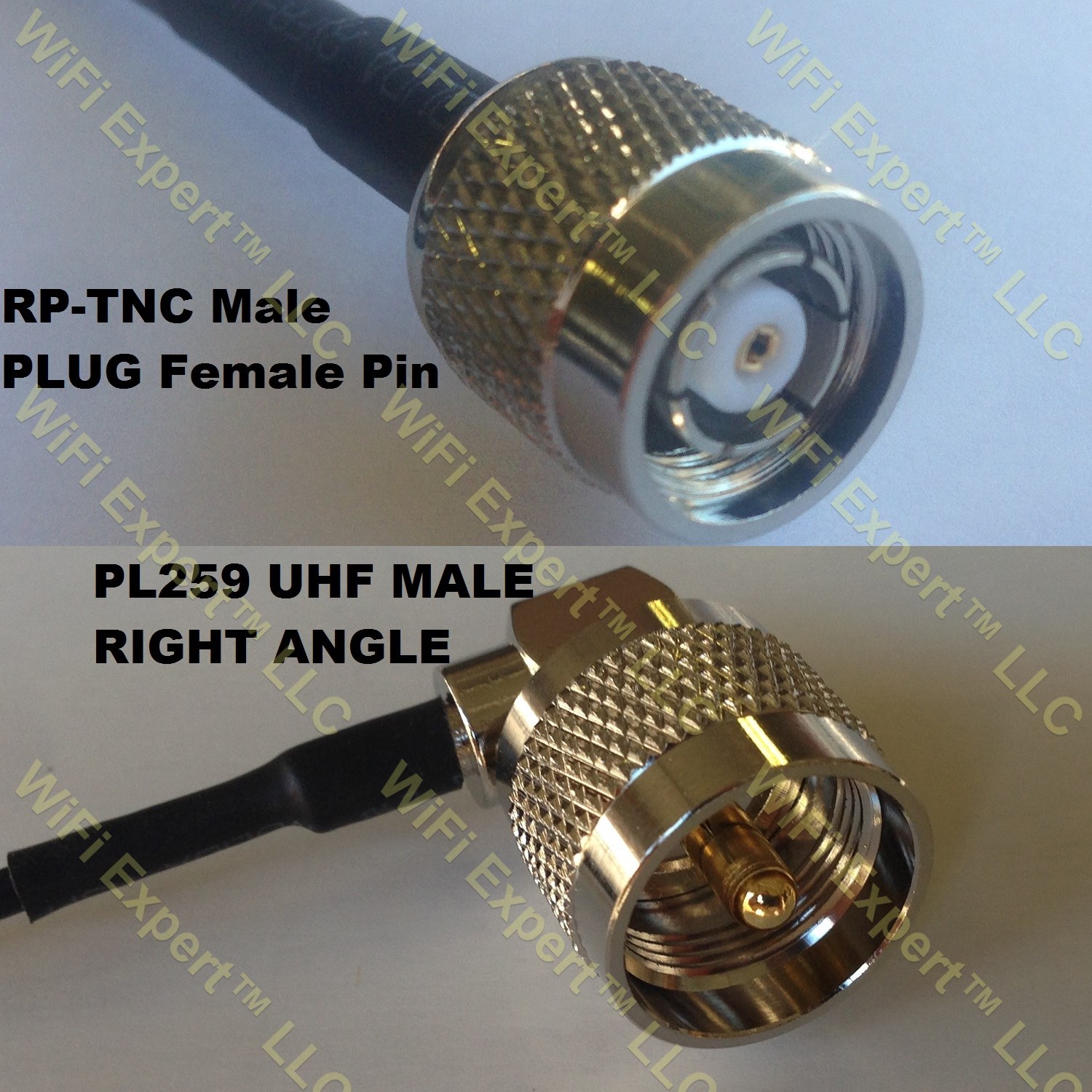 LMR195 RP-TNC MALE to UHF Male Angle Coaxial RF Pigtail Cable