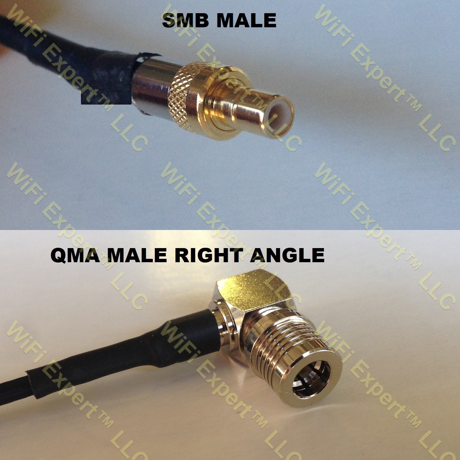 LMR195 SMB MALE to QMA MALE ANGLE Coaxial RF Pigtail Cable