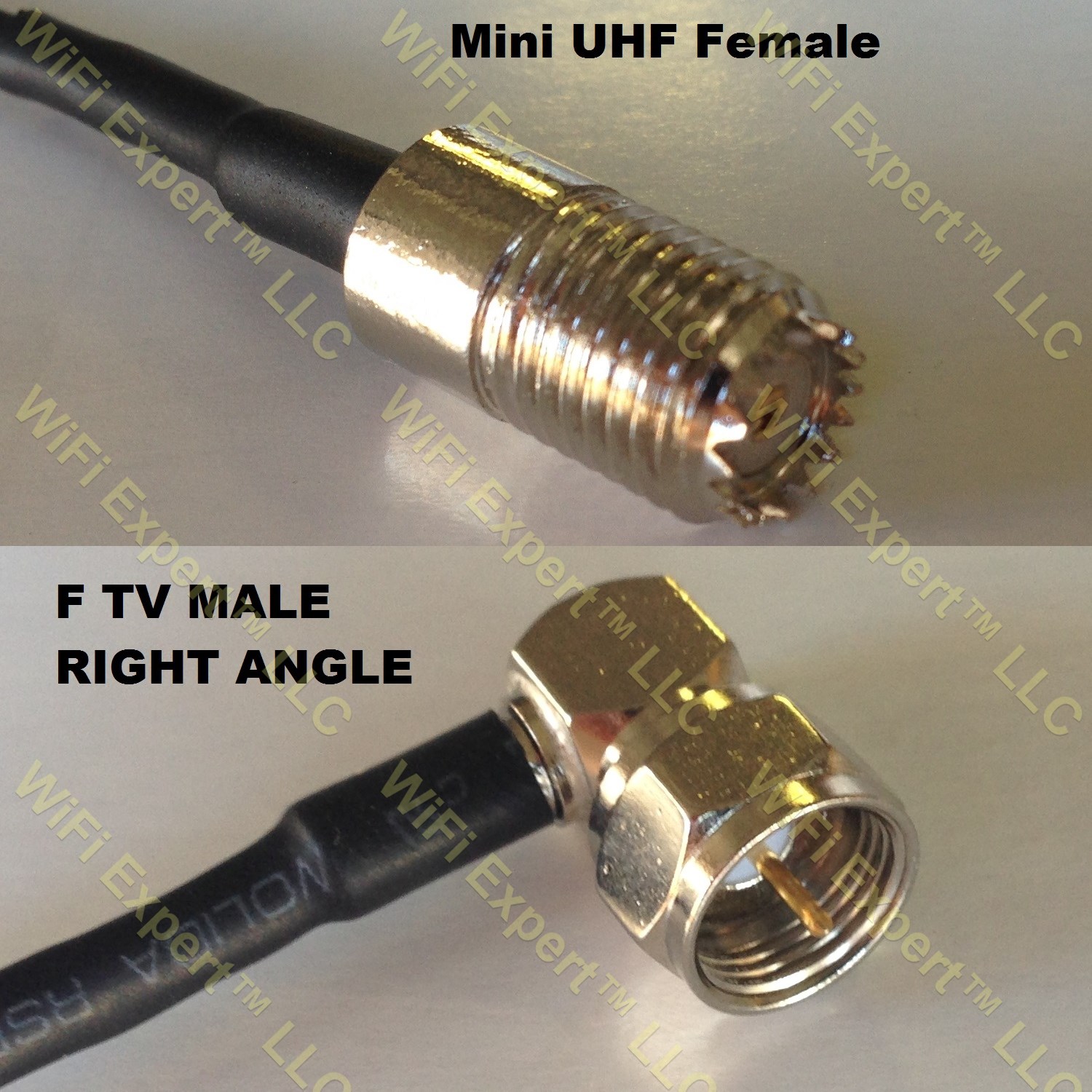 LMR195 MINI UHF FEMALE to F MALE ANGLE Coaxial RF Pigtail Cable