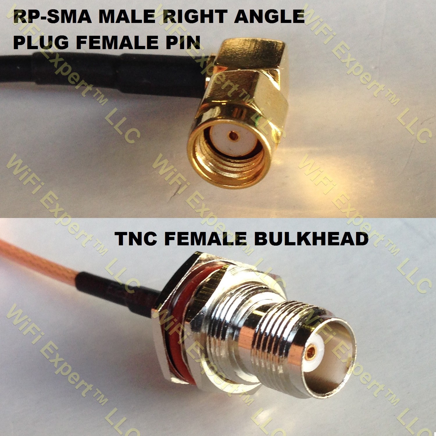 LMR195 RP-SMA MALE ANGLE to TNC FEMALE BULKHEAD Coaxial RF Pigtail Cable