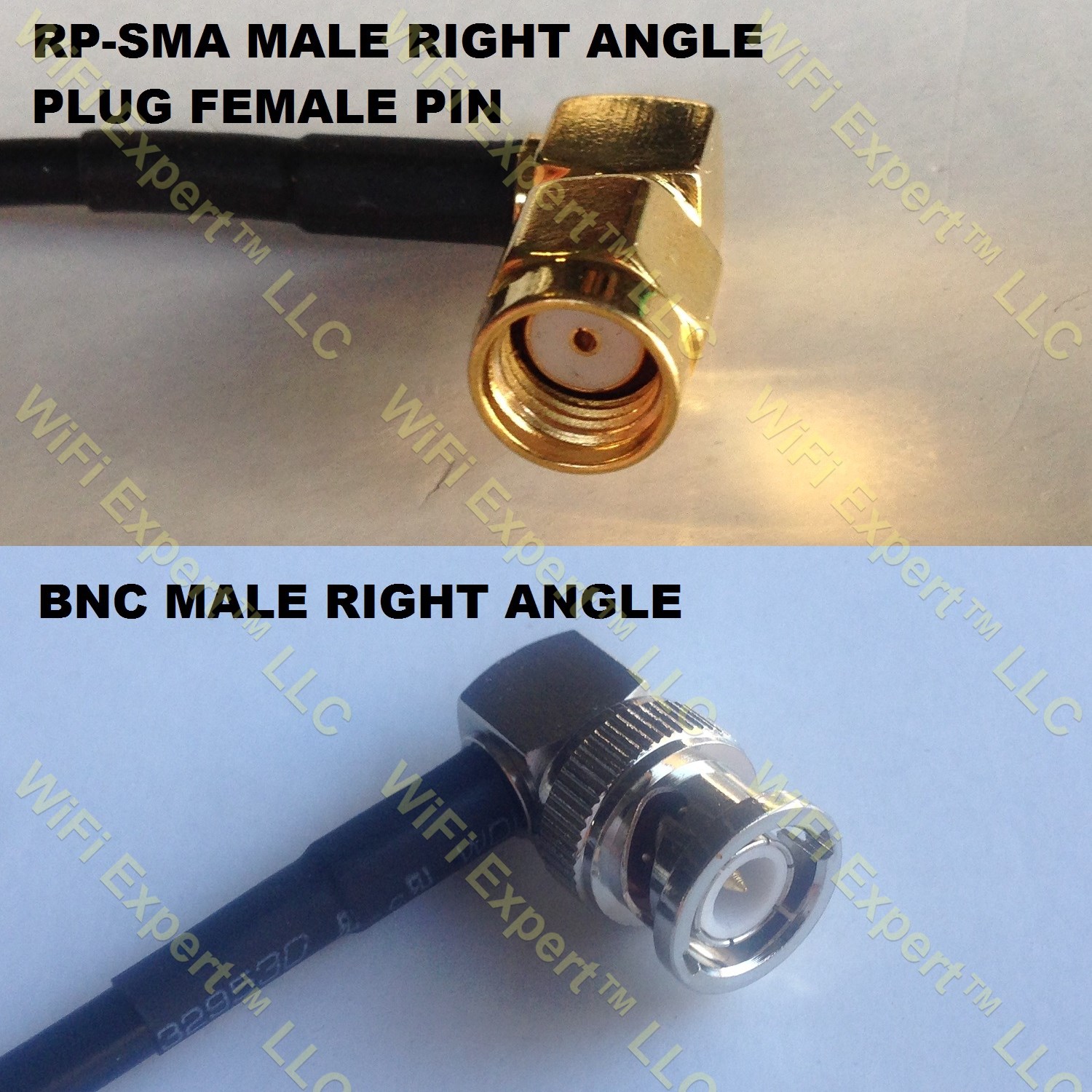 LMR195 RP-SMA MALE ANGLE to BNC MALE ANGLE Coaxial RF Pigtail Cable