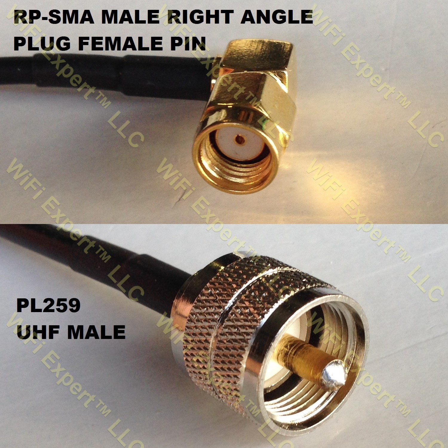 LMR195 RP-SMA MALE ANGLE to PL259 UHF Male Coaxial RF Pigtail Cable