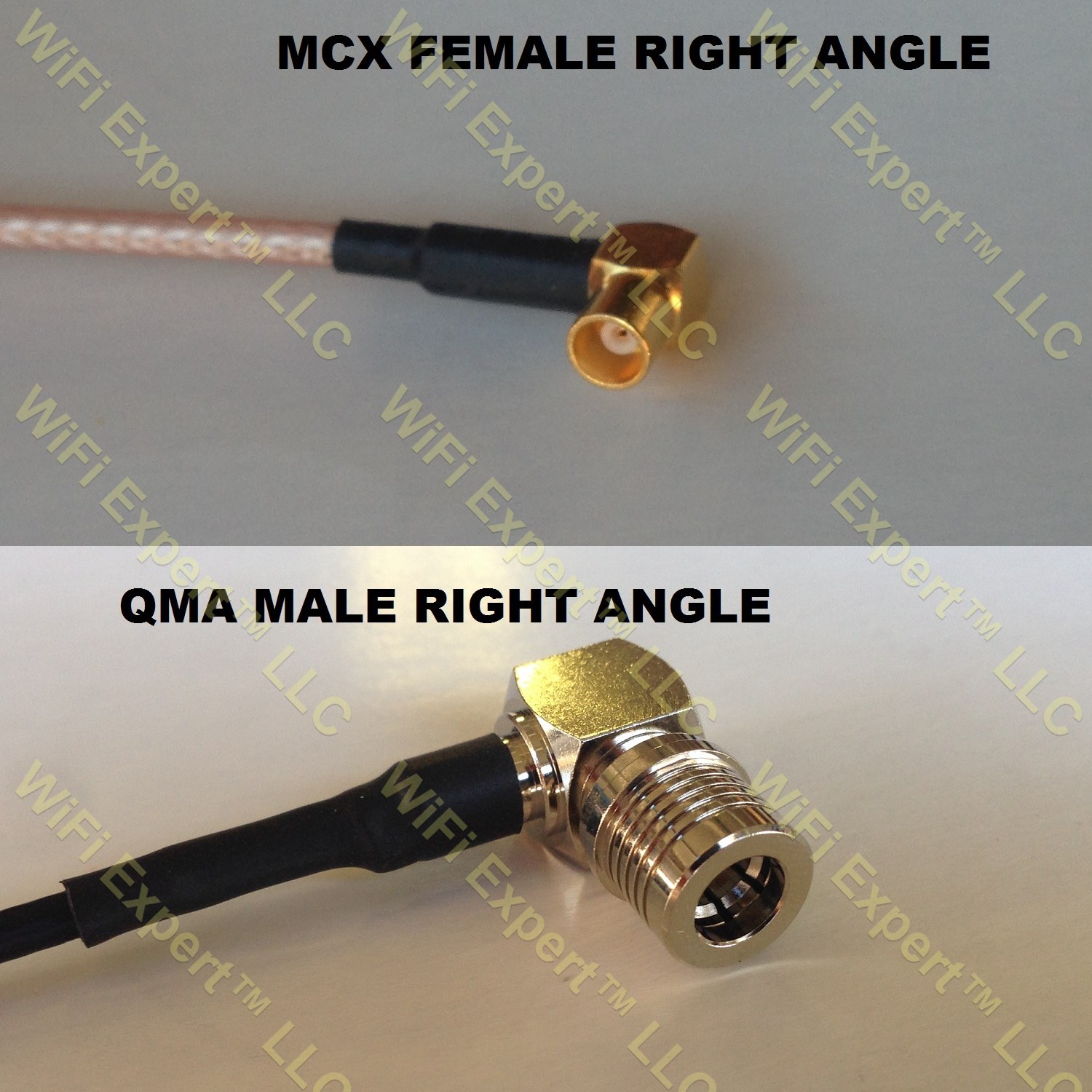 LMR100 MCX FEMALE ANGLE to QMA MALE ANGLE Coaxial RF Pigtail Cable