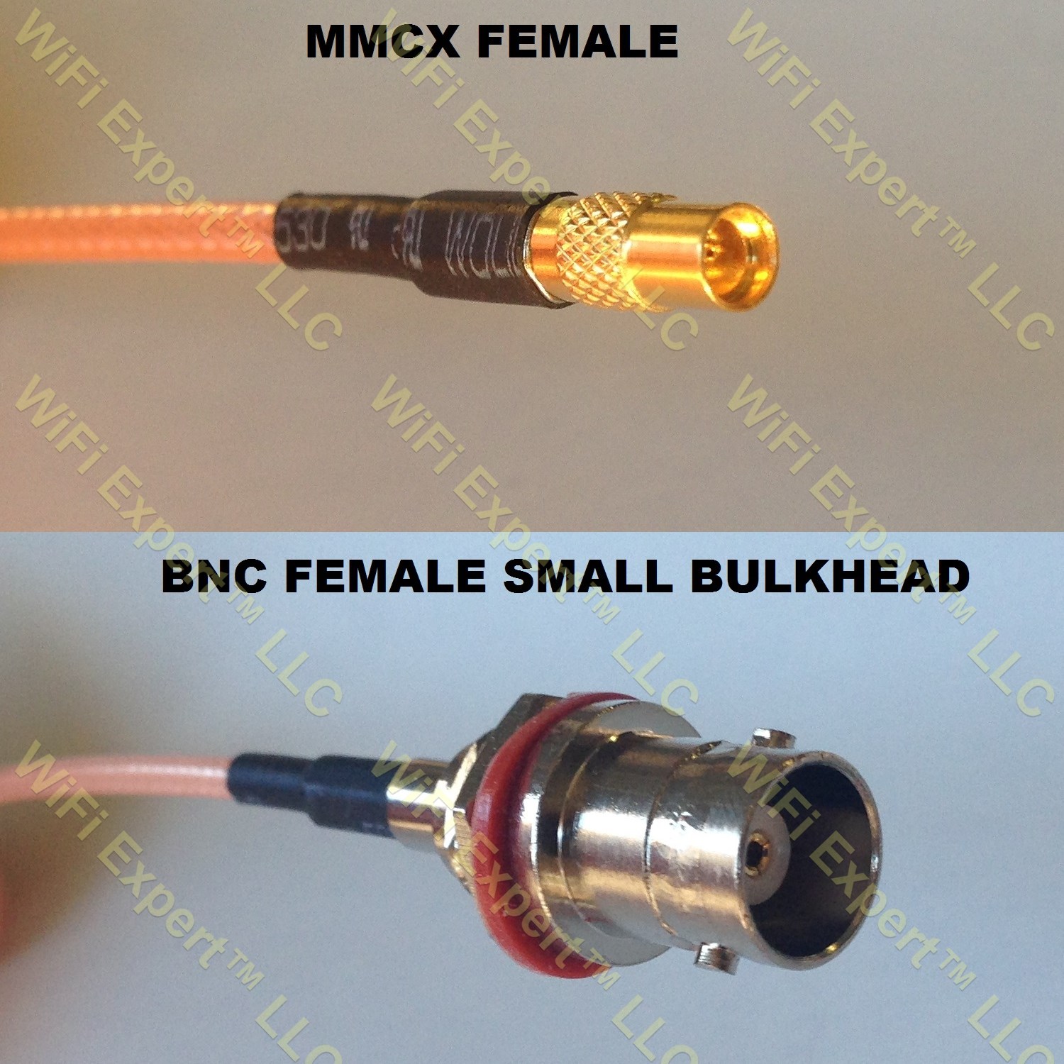 LMR100 MMCX FEMALE to BNC FEMALE SM BULKHEAD Coaxial RF Pigtail Cable