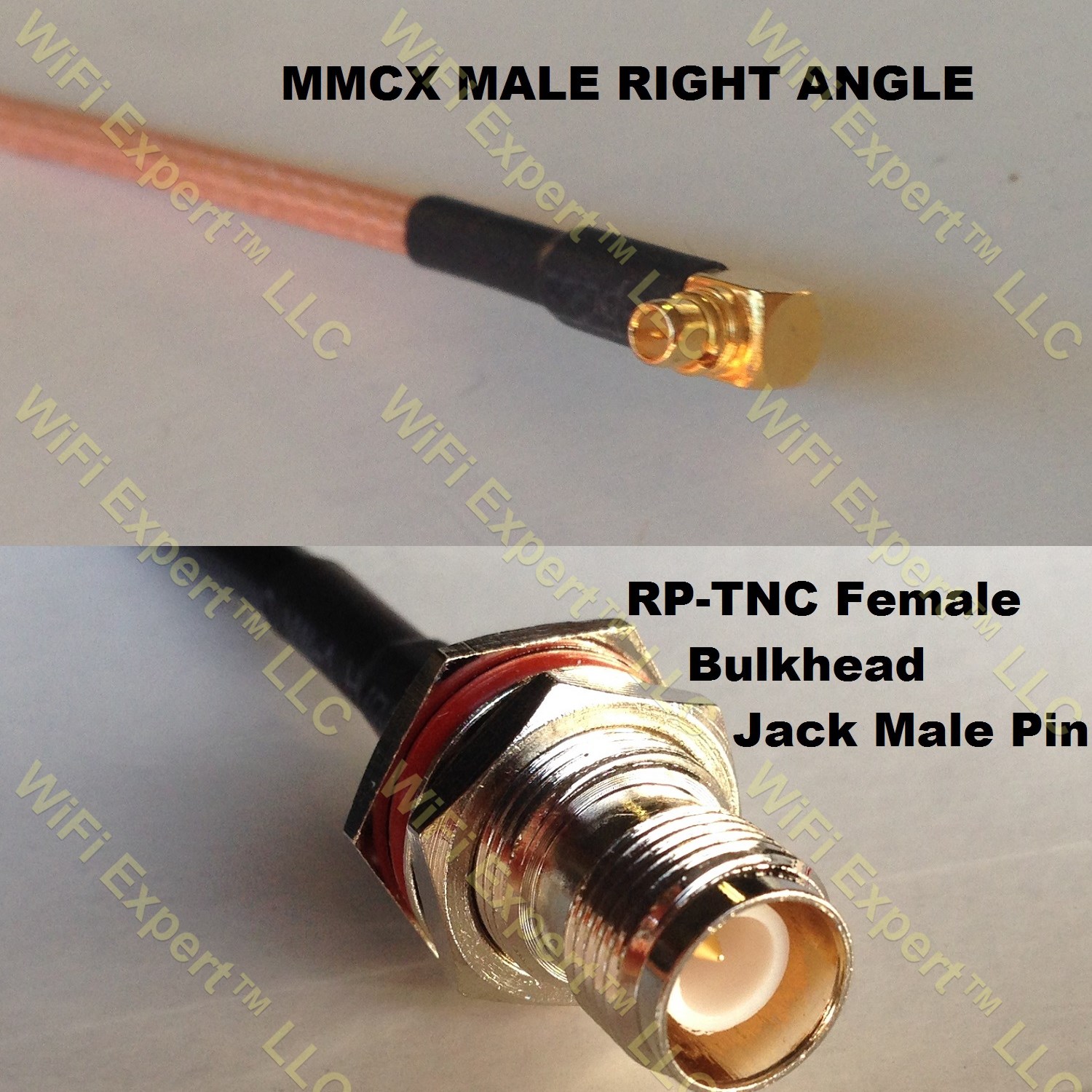 LMR100 MMCX MALE ANGLE to RP-TNC FEMALE BULKHEAD Coaxial RF Pigtail Cable
