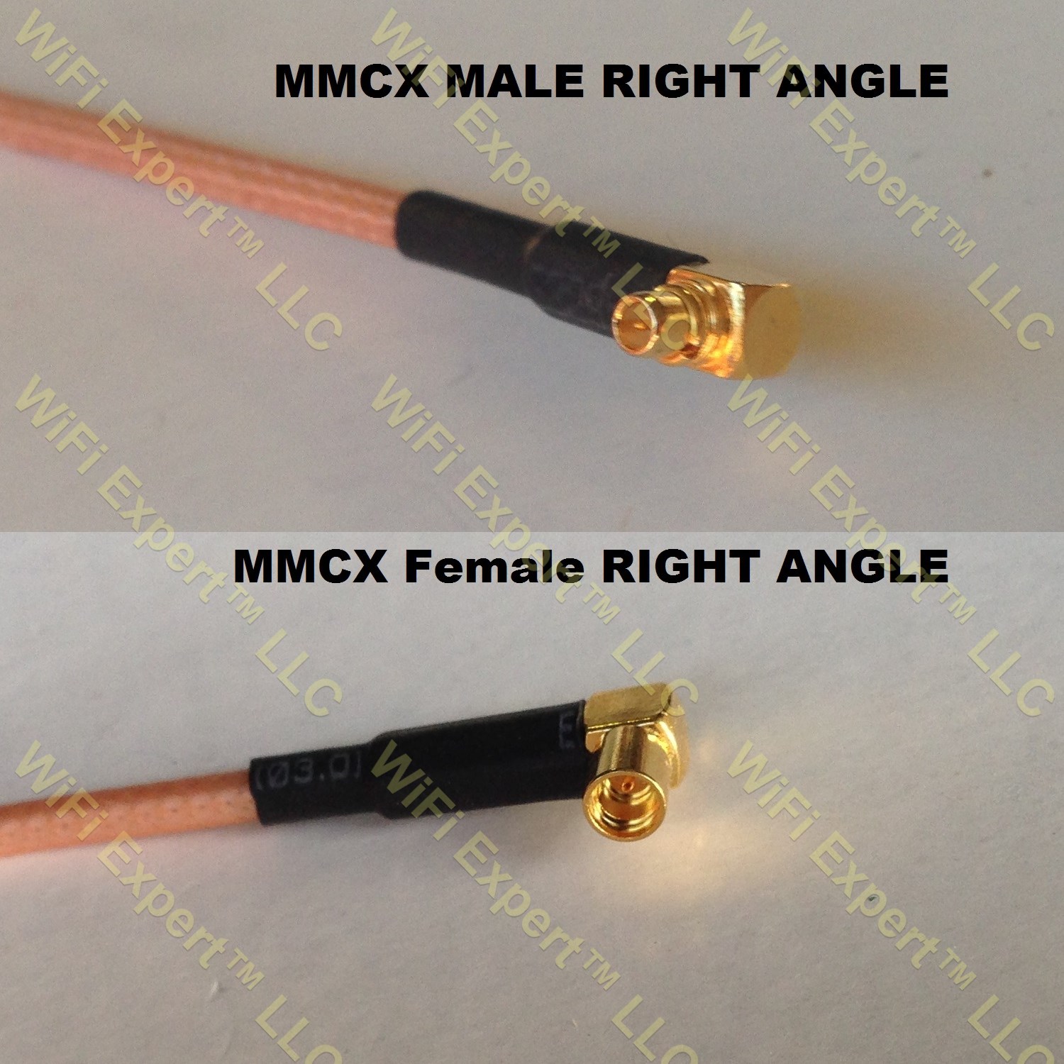LMR100 MMCX MALE ANGLE to MMCX FEMALE ANGLE Coaxial RF Pigtail Cable