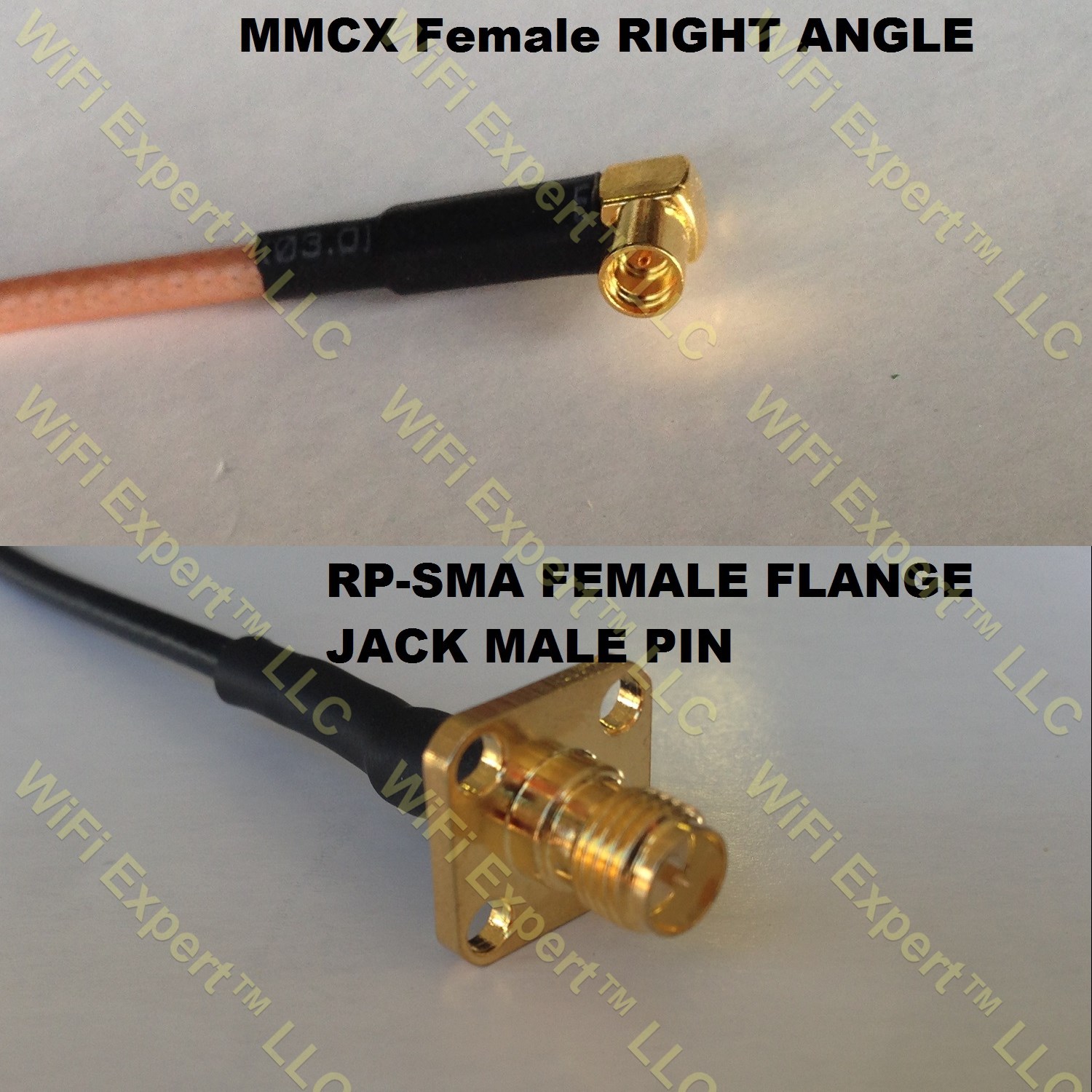 RG316 MMCX FEMALE ANGLE to RP-SMA Female Flange Coaxial RF Pigtail Cable