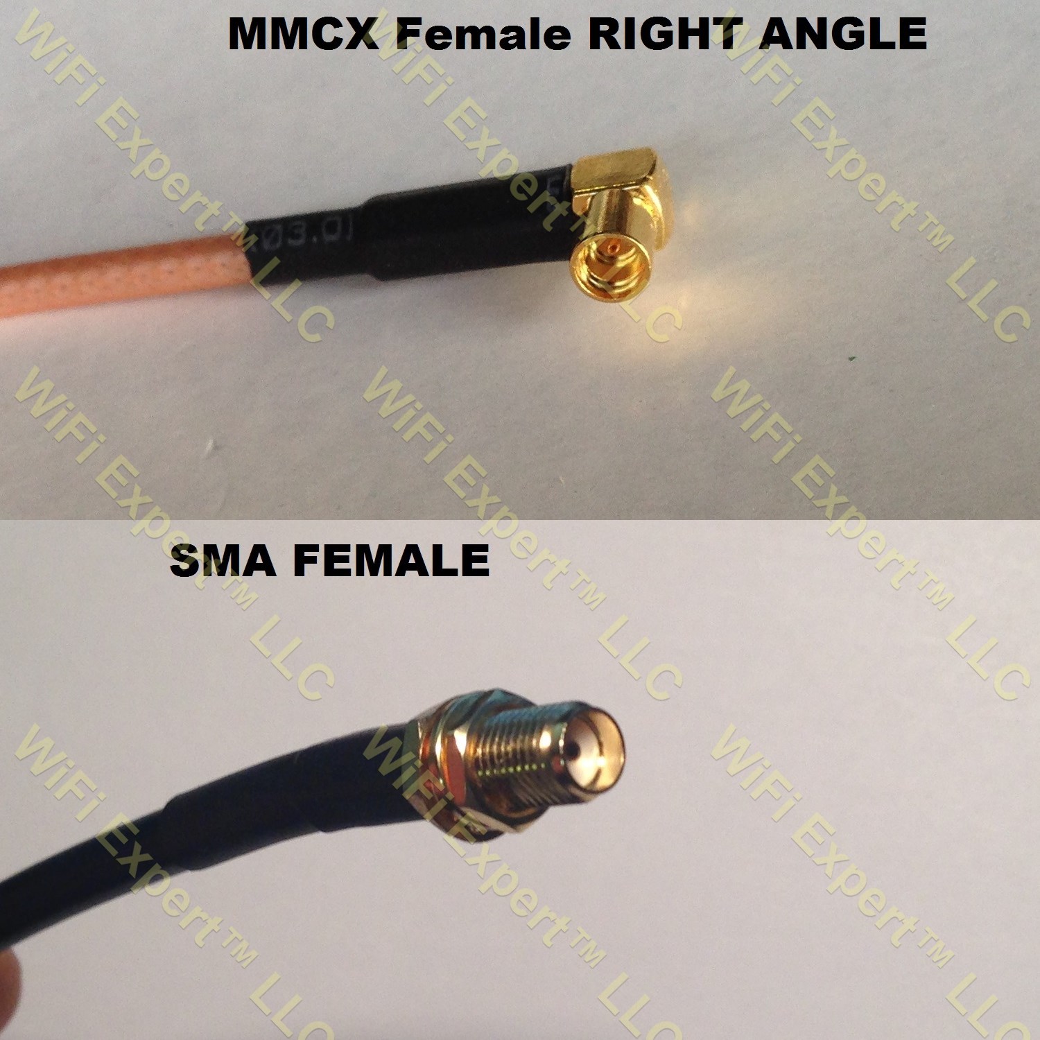 RG316 MMCX FEMALE ANGLE to SMA FEMALE Coaxial RF Pigtail Cable