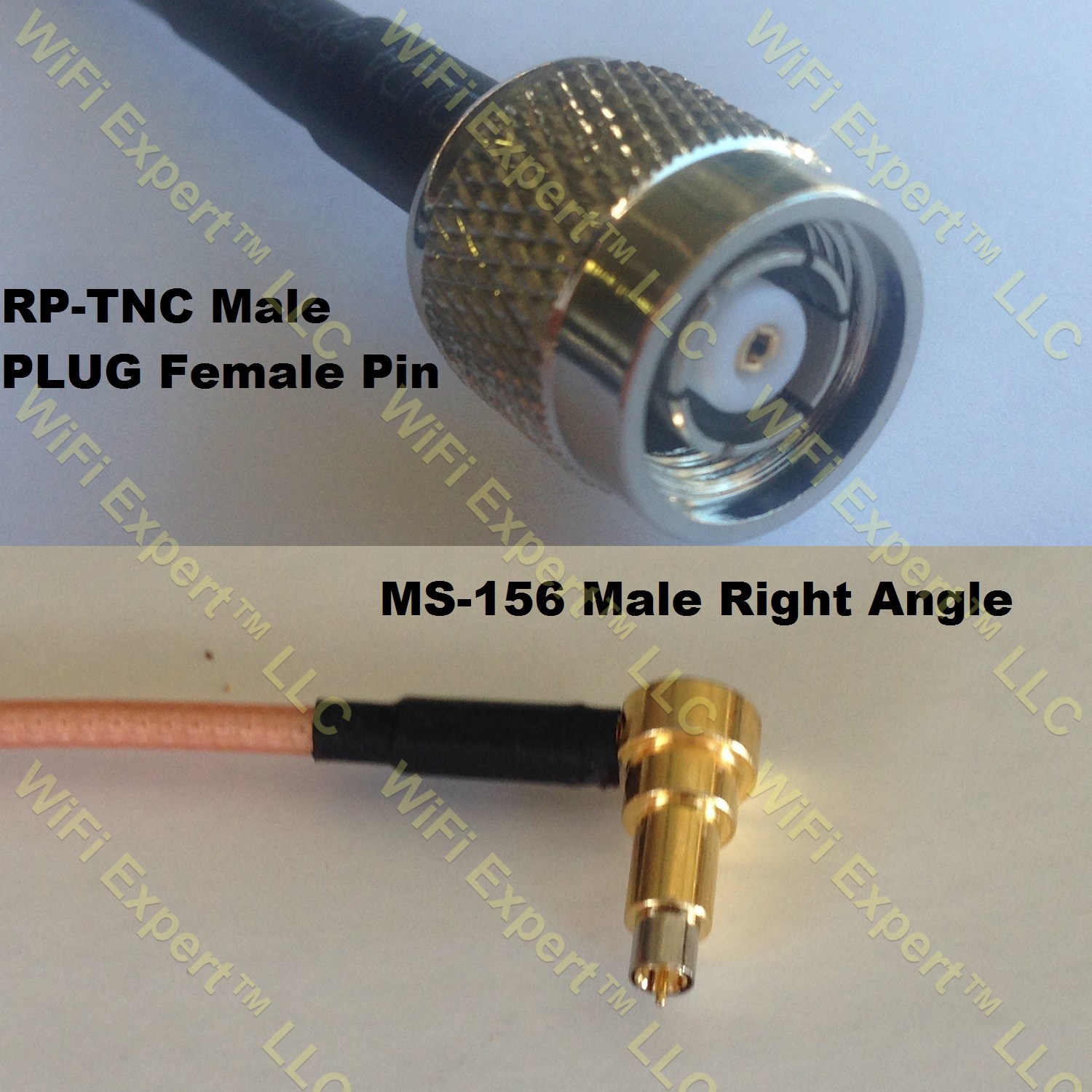 LMR100 RP-TNC MALE to MS-156 MALE ANGLE Coaxial RF Pigtail Cable