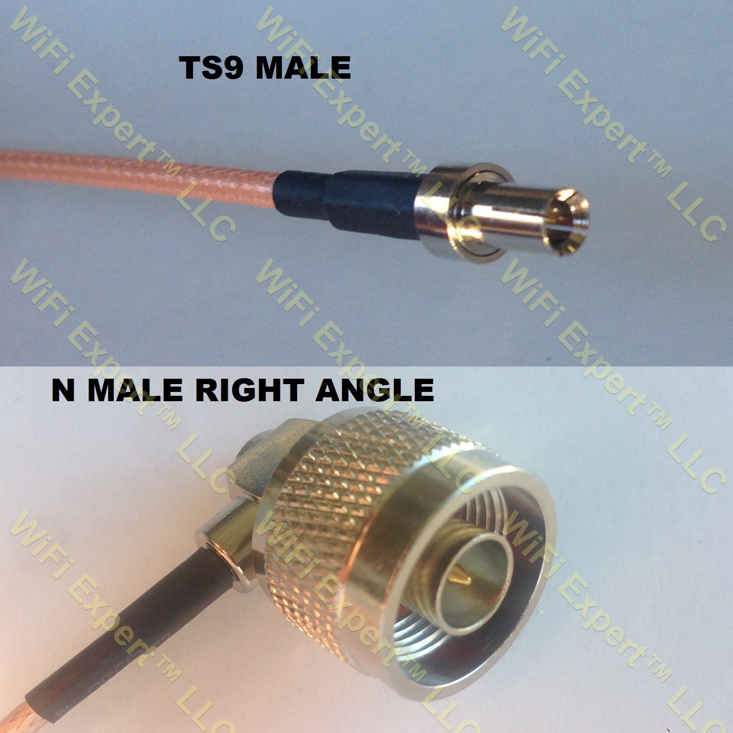 LMR100 TS-9 MALE to N MALE ANGLE Coaxial RF Pigtail Cable