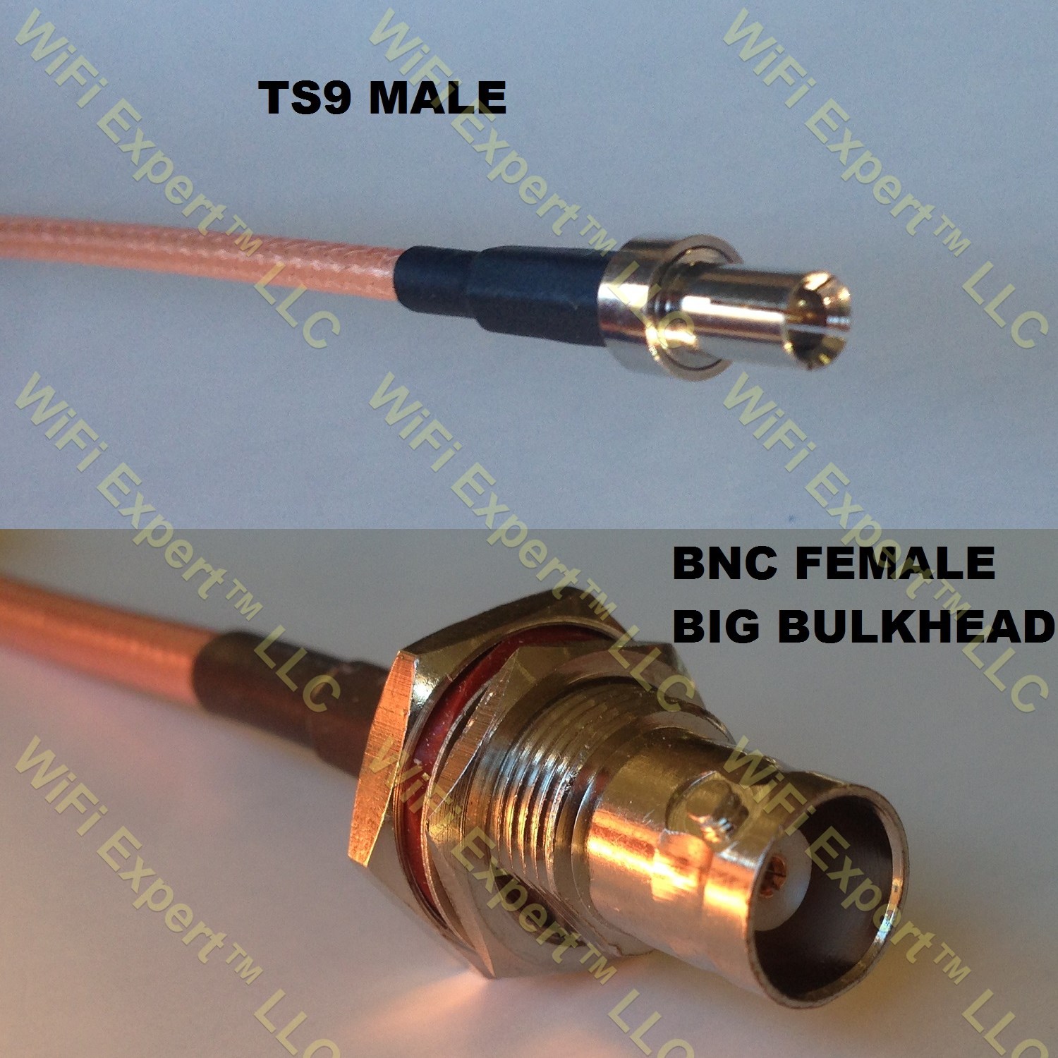 LMR100 TS-9 MALE to BNC FEMALE BIG BULKHEAD Coaxial RF Pigtail Cable