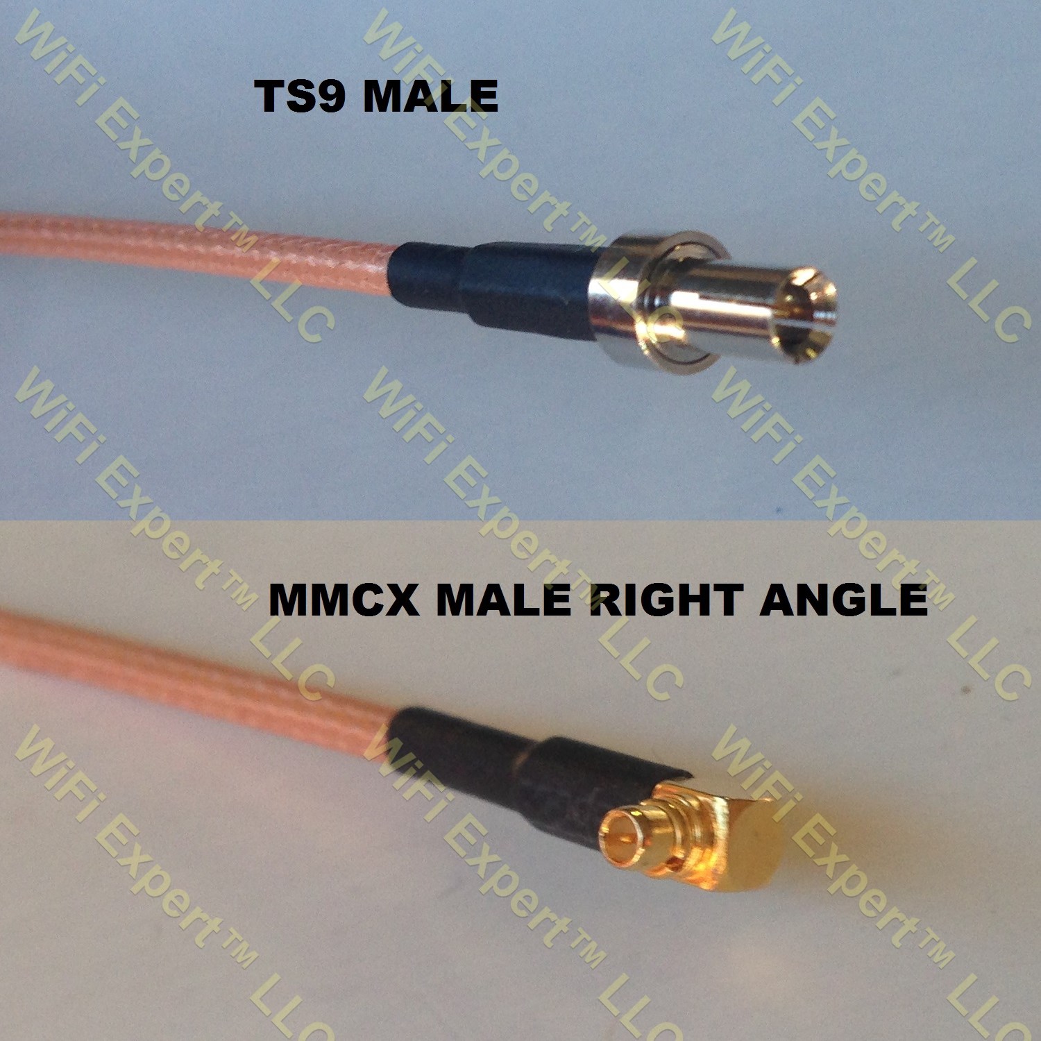 LMR100 TS-9 MALE to MMCX MALE ANGLE Coaxial RF Pigtail Cable