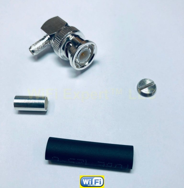 1 x Silver BNC Male RIGHT ANGLE crimp RG58 LMR195 RG142 Cable RF connector US