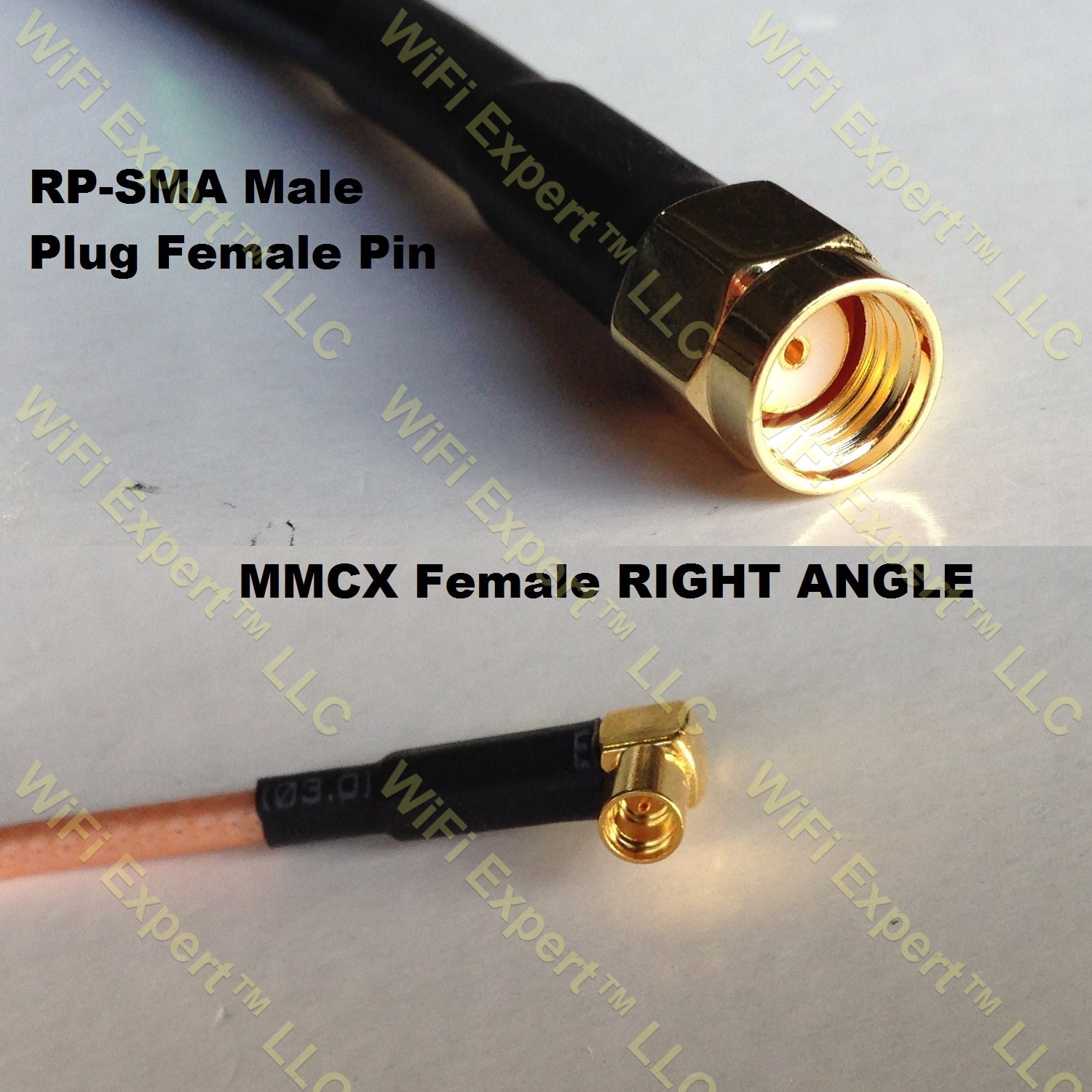 RG316 RP-SMA MALE to MMCX FEMALE ANGLE Coaxial RF Pigtail Cable