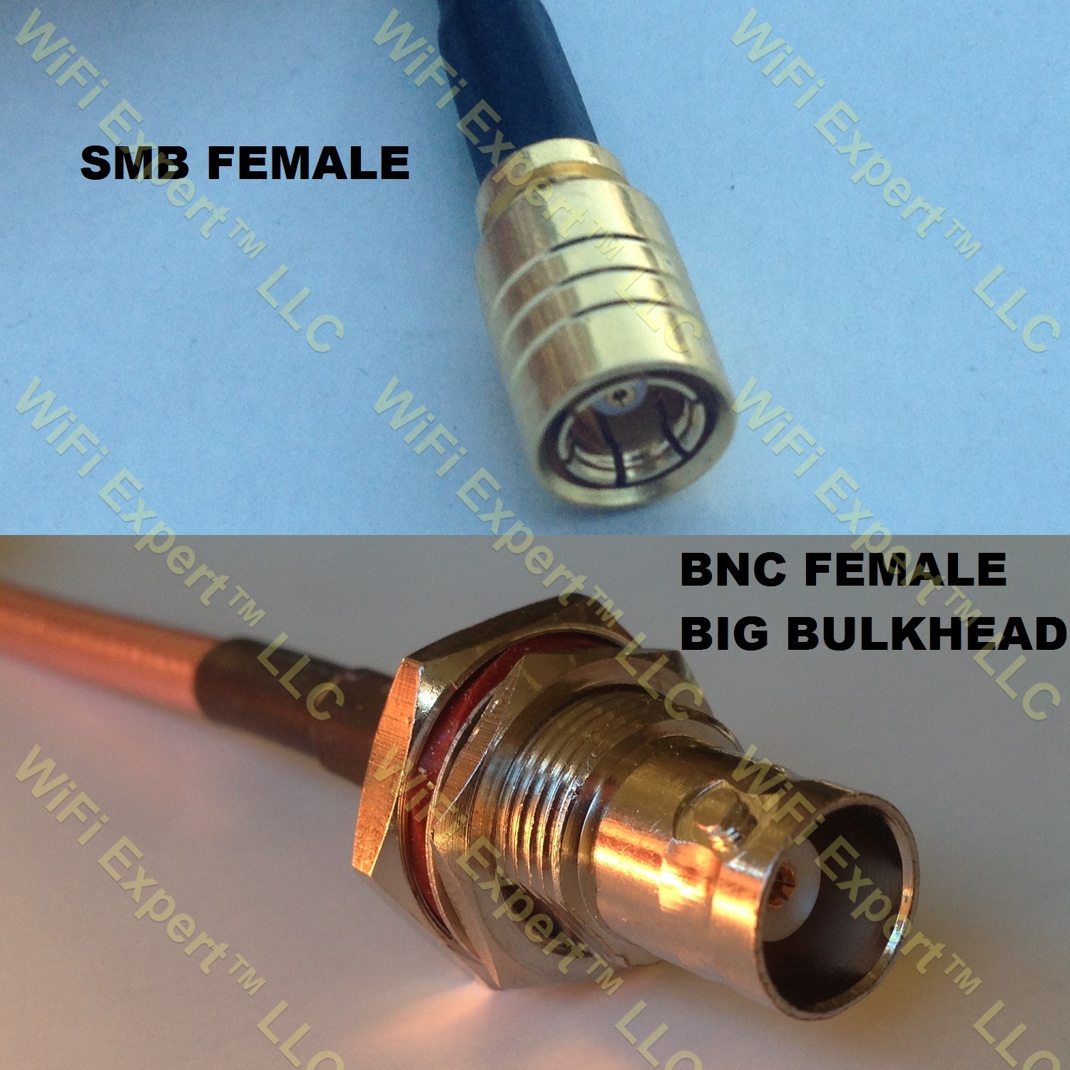 LMR100 SMB FEMALE to BNC FEMALE BIG BULKHEAD Coaxial RF Pigtail Cable