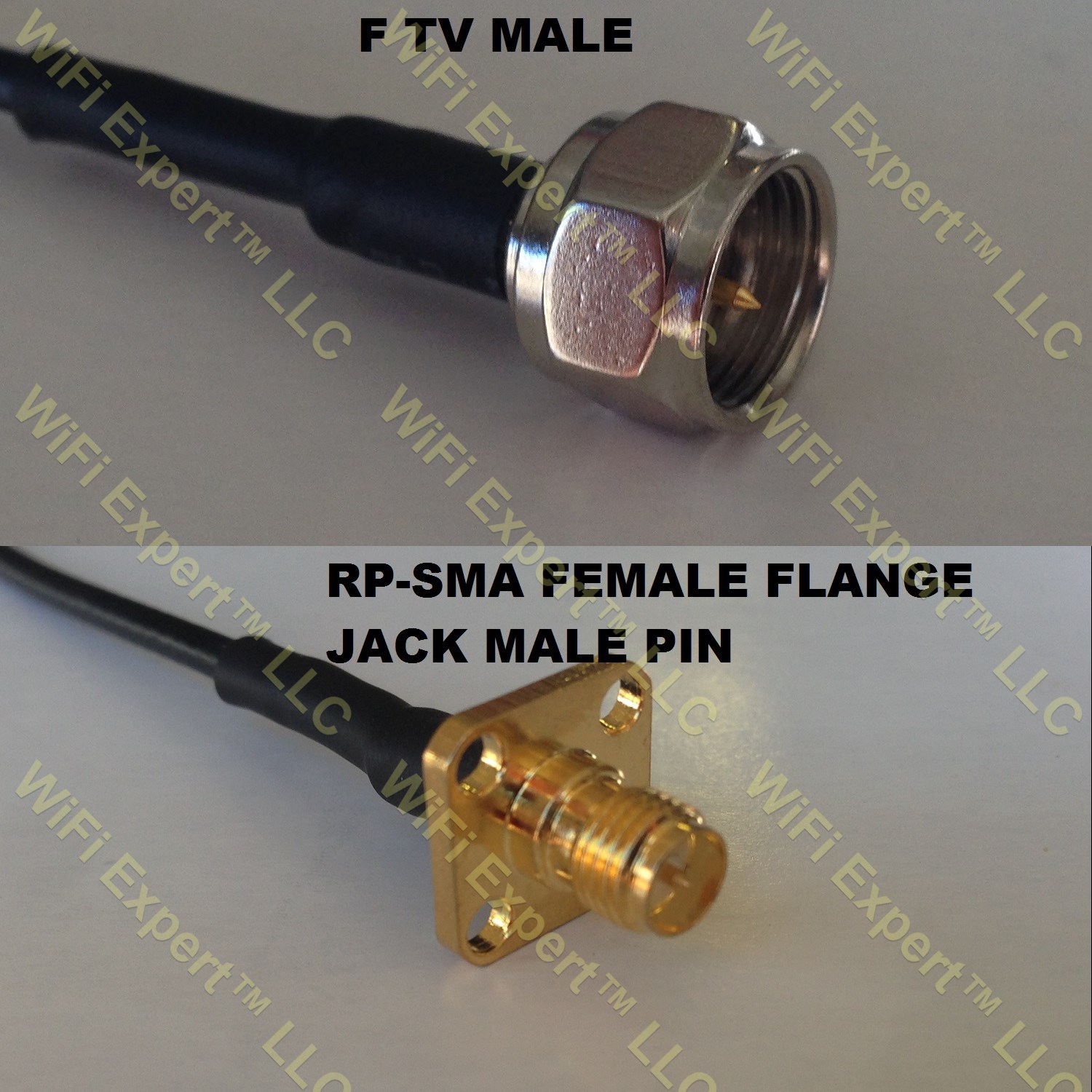 LMR100 F MALE to RP-SMA Female Flange Coaxial RF Pigtail Cable