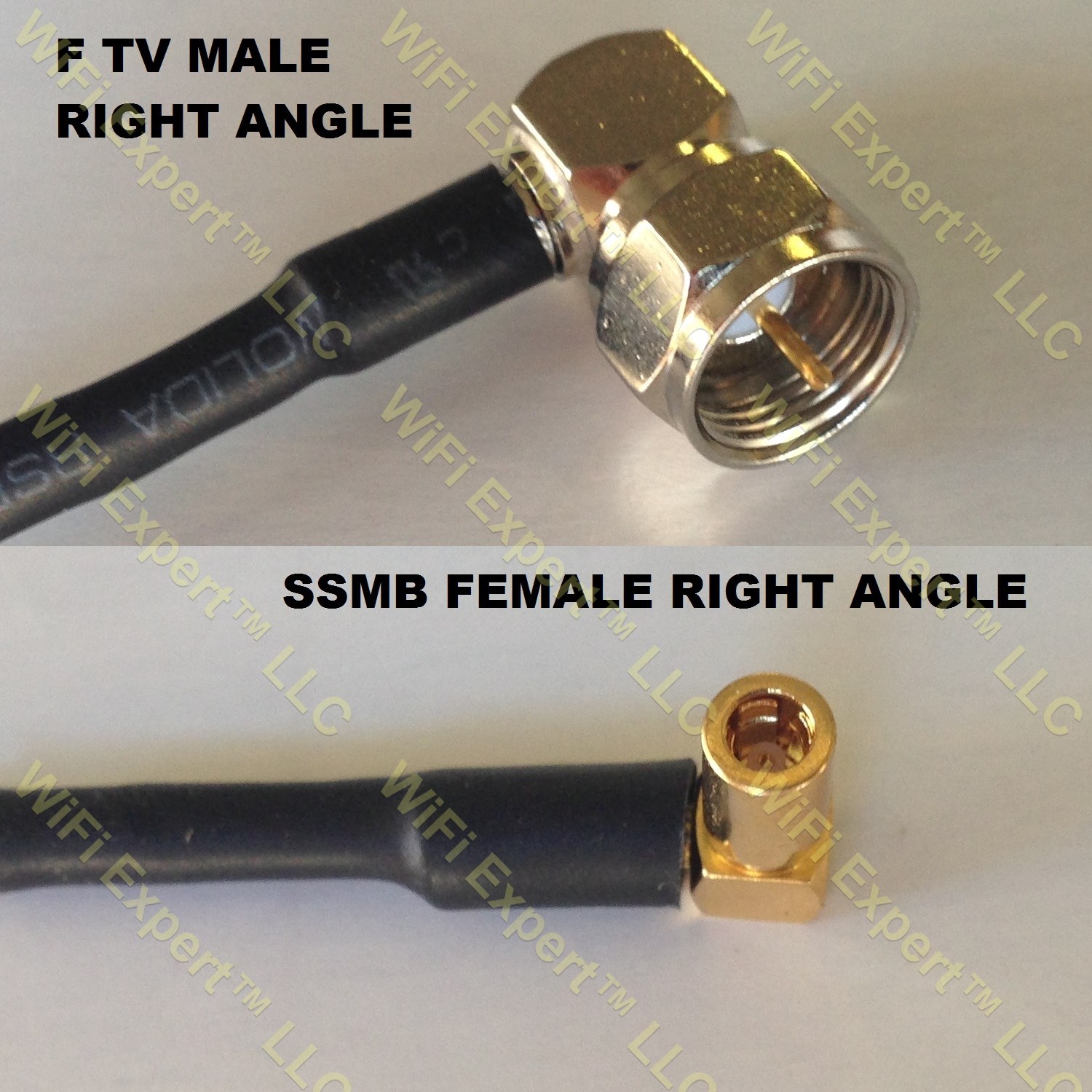 LMR100 F MALE ANGLE to SSMB ANGLE FEMALE Coaxial RF Pigtail Cable