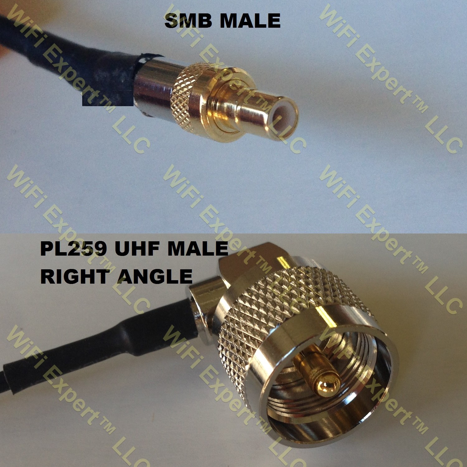 RG400 SMB MALE to UHF Male Angle Coaxial RF Pigtail Cable