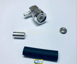 1 x Silver TNC Male RIGHT ANGLE crimp RG58 LMR195 RG142 Cable RF connector USA