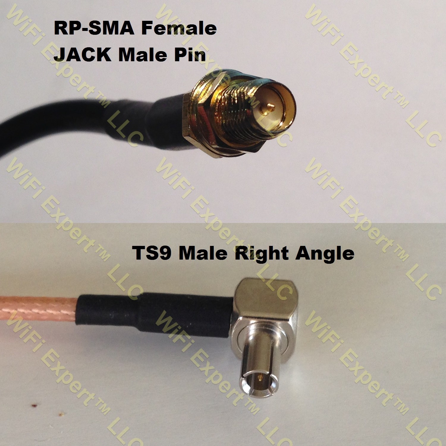 LMR100 RP-SMA FEMALE to TS9 ANGLE MALE Coaxial RF Pigtail Cable