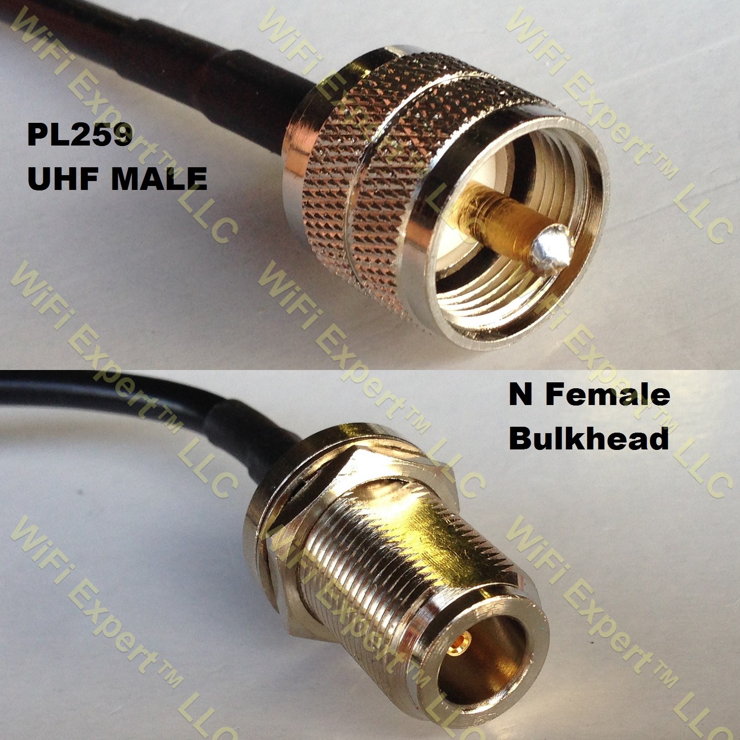 RG58 Silver N FEMALE BULKHEAD to PL259 UHF Male Coax RF Cable USA Lot 