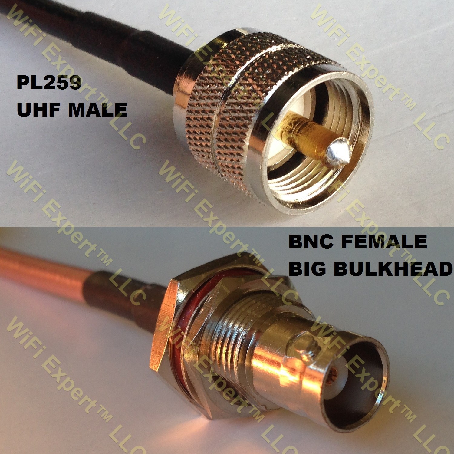 RG316 PL259 UHF Male to BNC FEMALE BIG BULKHEAD Coaxial RF Pigtail