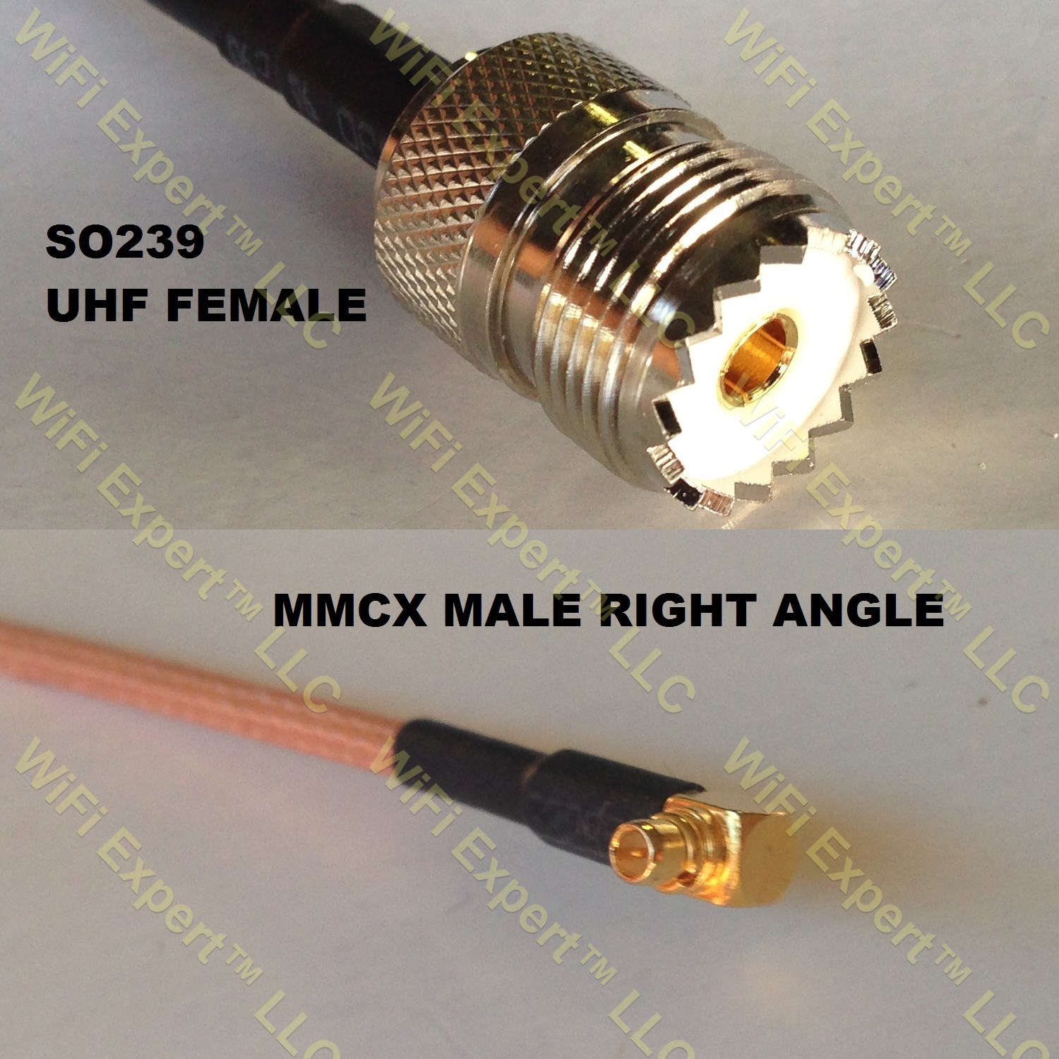 LMR100 SO239 UHF Female to MMCX MALE ANGLE Coaxial RF Pigtail Cable
