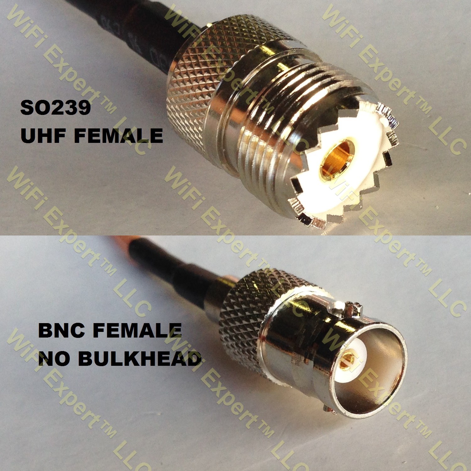 RG58 SO239 UHF Female to BNC FEMALE Coaxial RF Pigtail Cable RF