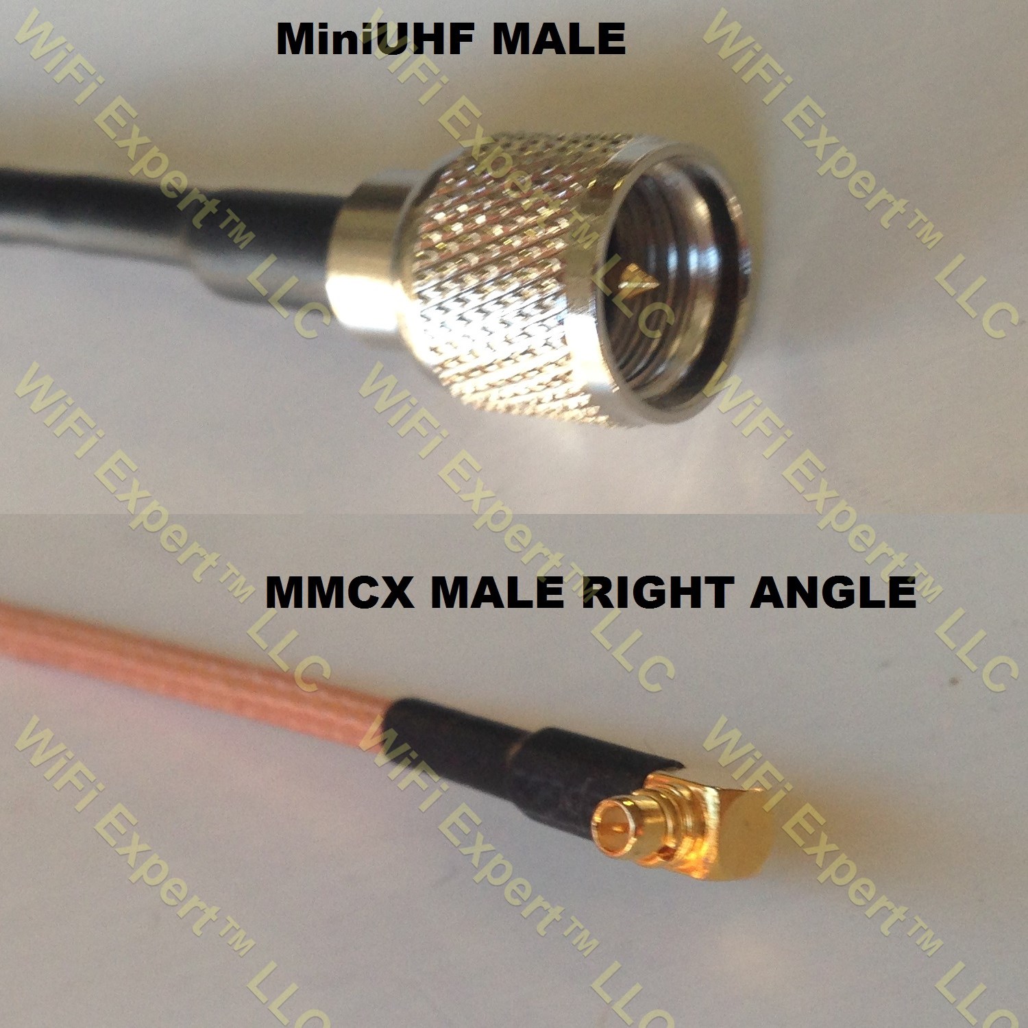 LMR100 MINI UHF MALE to MMCX MALE ANGLE Coaxial RF Pigtail Cable