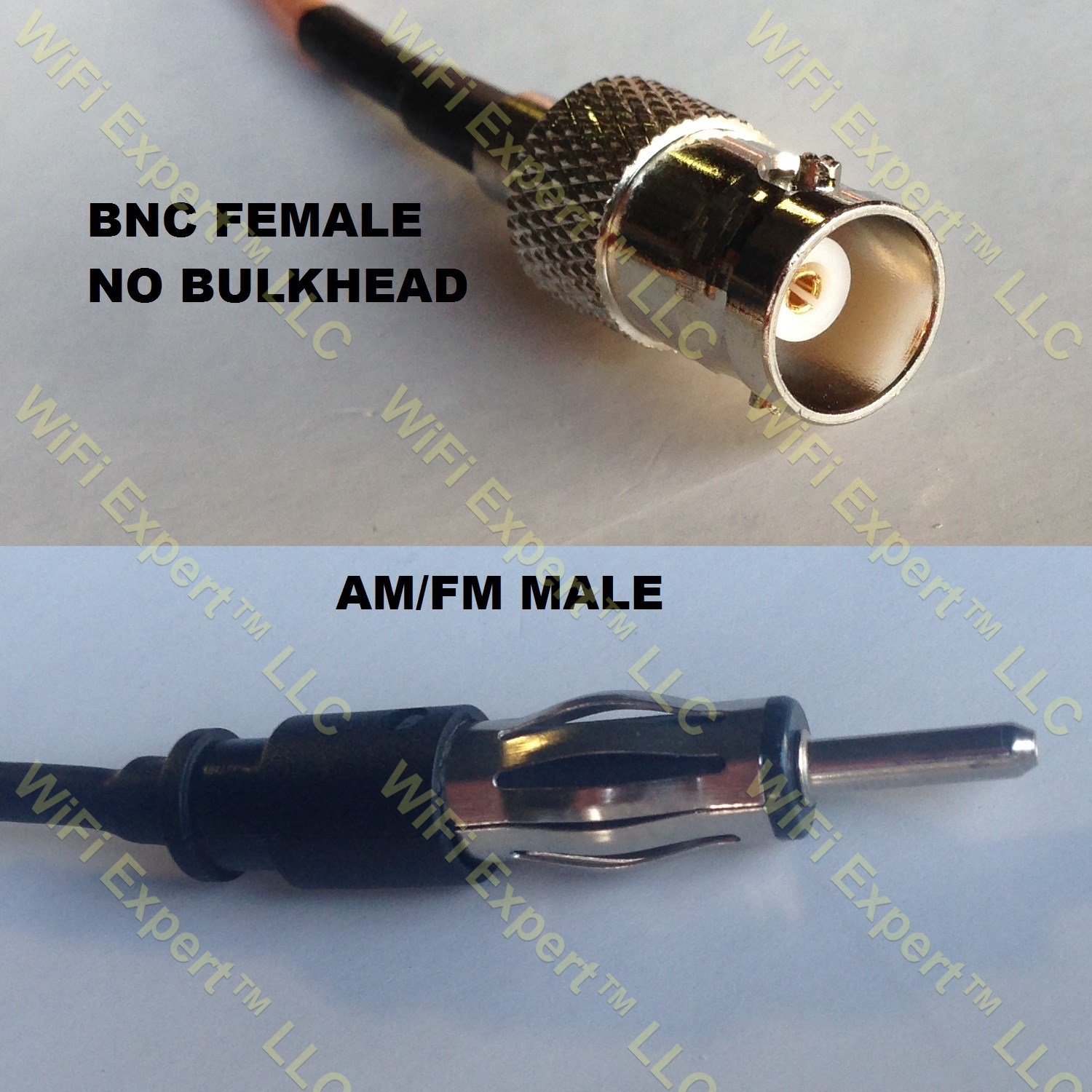 LMR100 BNC FEMALE to AM/FM MALE Coaxial RF Pigtail Cable