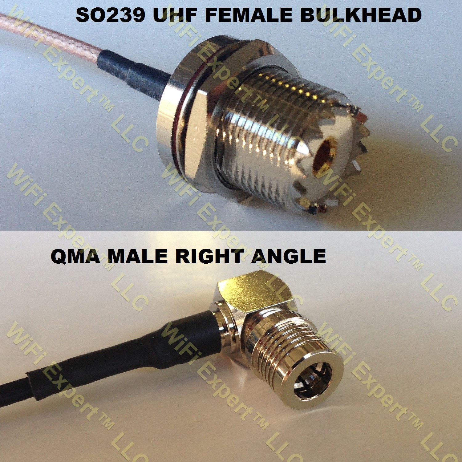 LMR100 UHF Female BULKHEAD to QMA MALE ANGLE Coaxial RF Pigtail Cable
