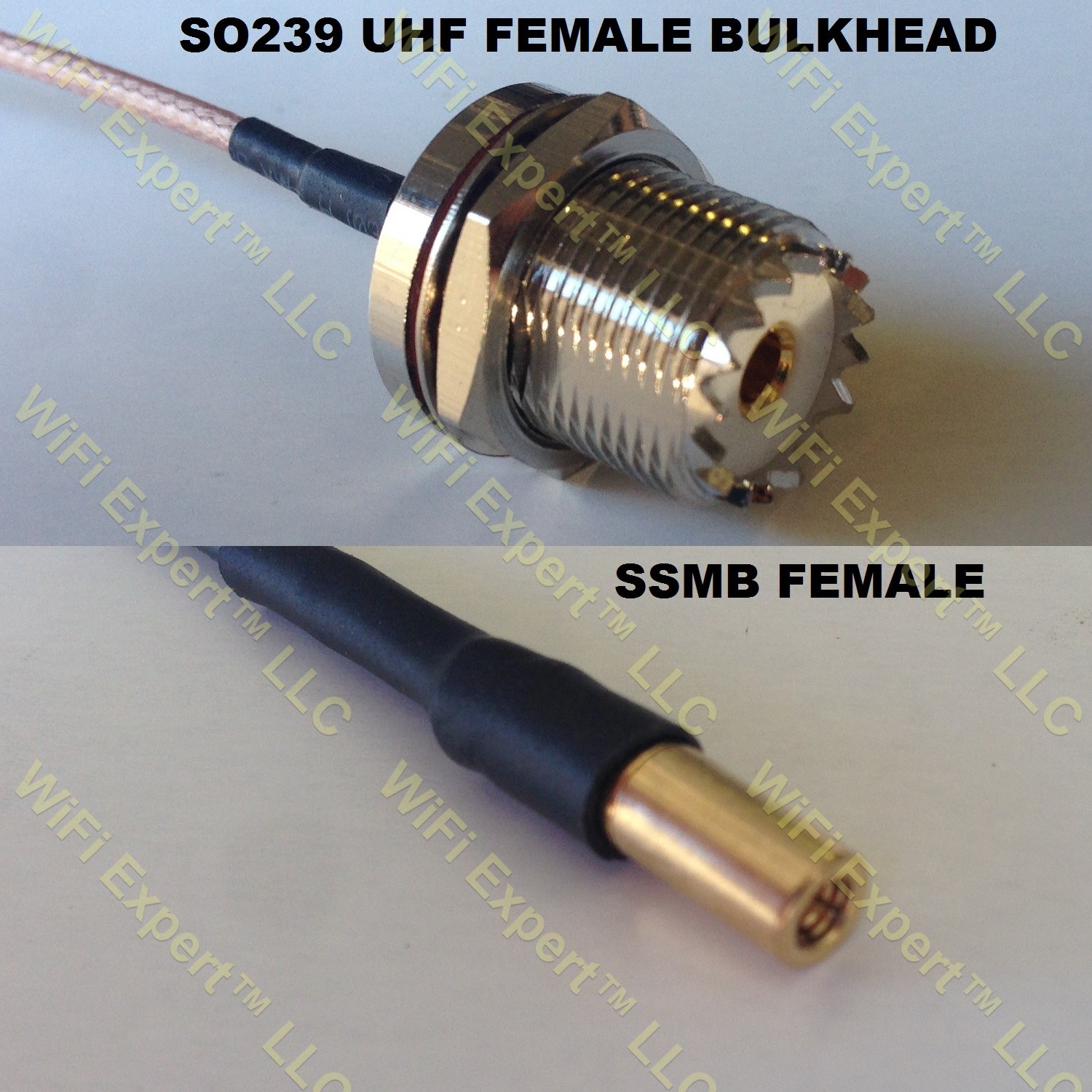 LMR100 UHF Female BULKHEAD to SSMB Female Coaxial RF Pigtail Cable
