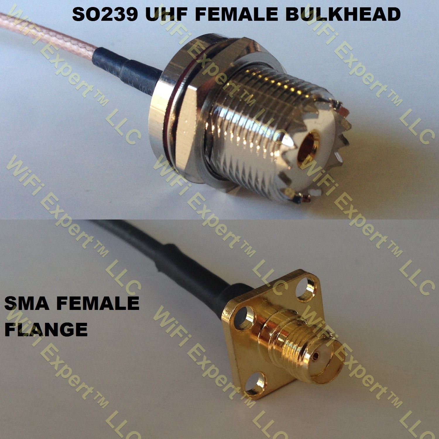 LMR100 UHF Female BULKHEAD to SMA FEMALE FLANGE Coaxial RF Pigtail Cable