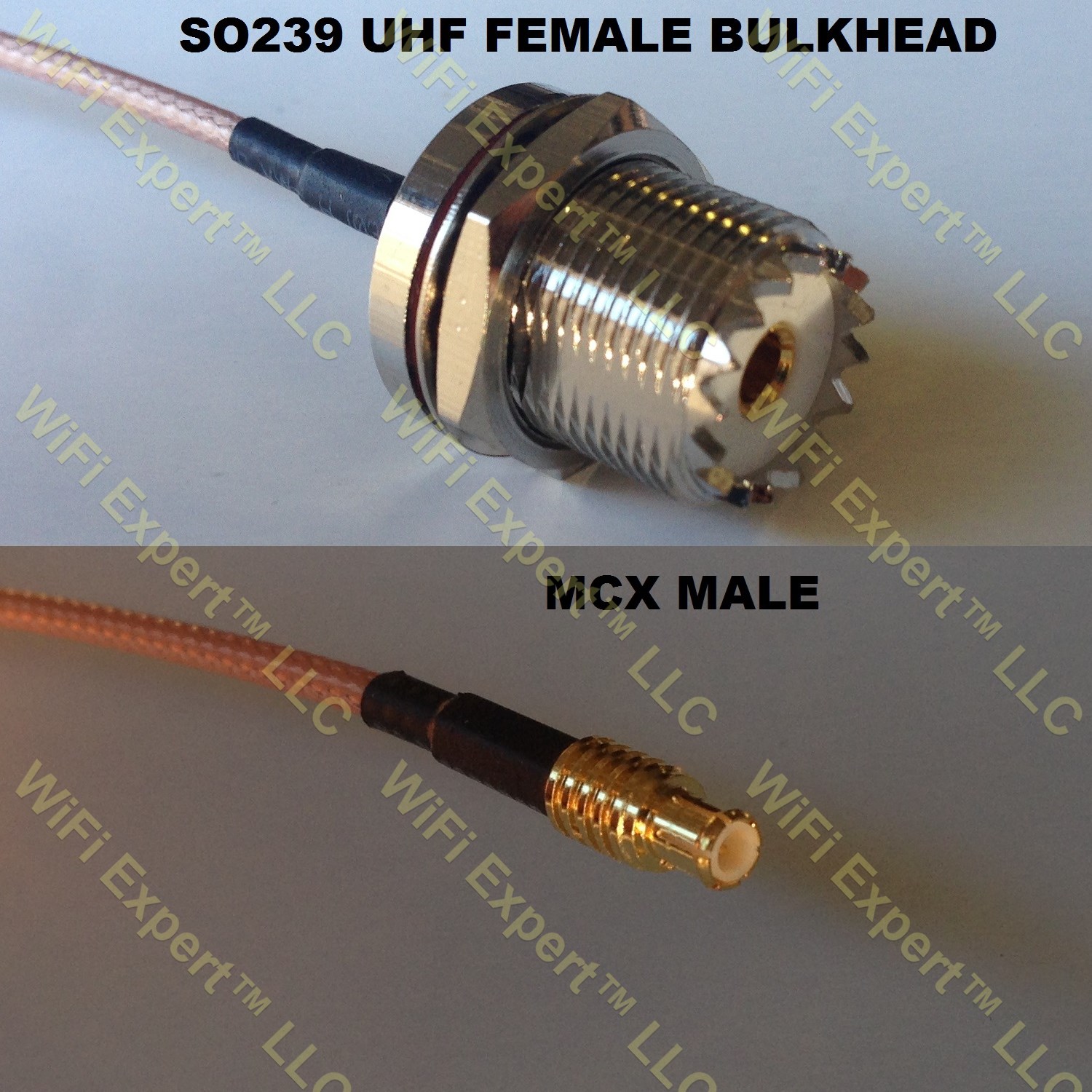 LMR100 UHF Female BULKHEAD to MCX MALE Coaxial RF Pigtail Cable
