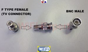 Nickel BNC Male Plug to F Type TV Female Jack RF adapter connector