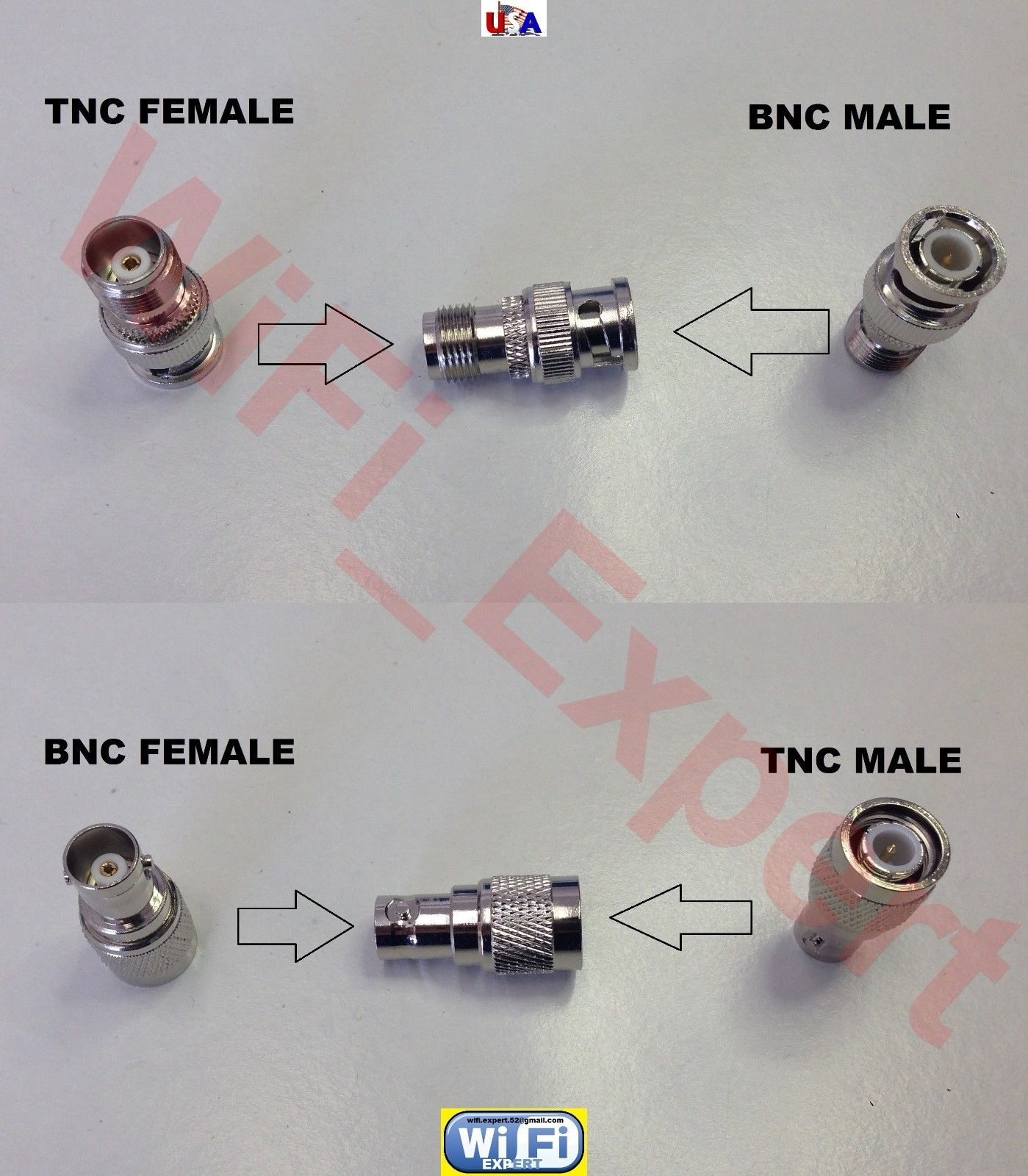 TNC Male Female To BNC Male Female RF Connector Coax Adapter Radio Antenna USA 