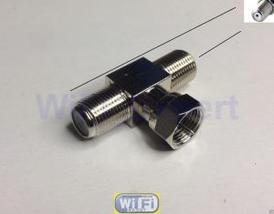 F Male to 2 two F Female Jack Triple T in series RF adapter connector 3 way