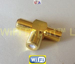 GOLD F Female to 2 two F Female Jack Triple T in series RF adapter connector 3 F