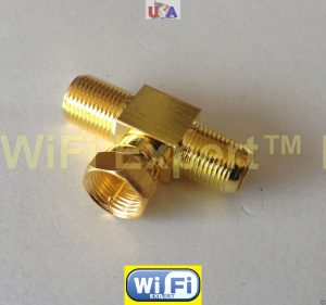 GOLD F Male to 2 two F Female Jack Triple T in series RF adapter connector 3 way