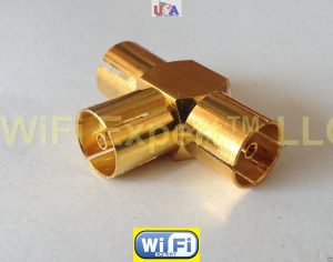 GOLD IEC PAL DVB Female jack to 2 Female T adapter RF connector