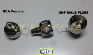 UHF PL259 Male Plug to RCA Type Female RF Connector Adapter