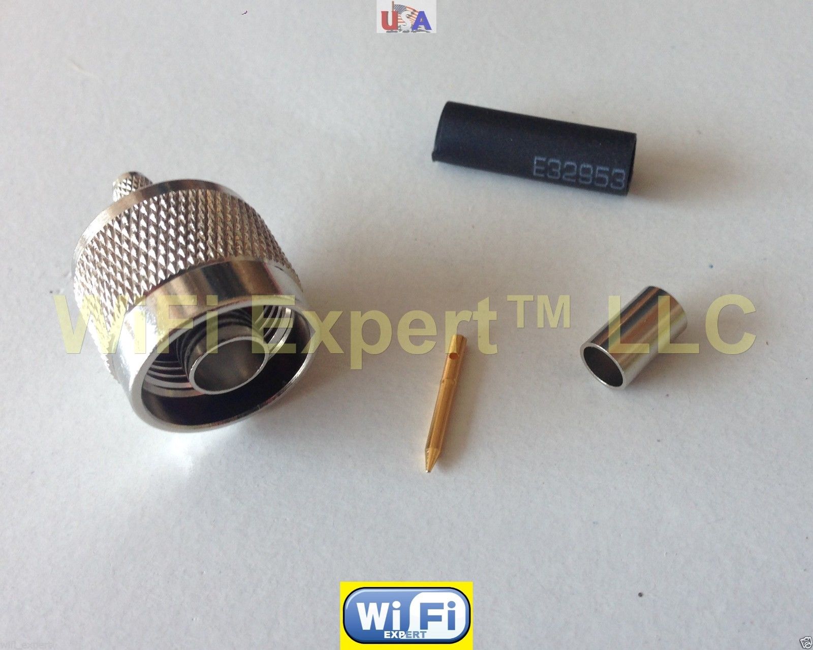 100x Silver N Male plug crimp for LMR200 RG58 RG142 RG400 LMR195 cable Connector 