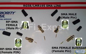 1 x SMA or RP-SMA MALE or FEMALE RG58 RG142 RG400 LMR195 RF Coax Connector USA
