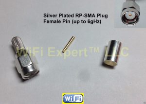 1 x Silver RP-SMA Male plug crimp Connector for LMR200 RG58 RG142 RG400 LMR195