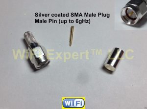 1 x Silver SMA Male plug crimp Connector for LMR200 RG58 RG142 RG400 LMR195 Cbl