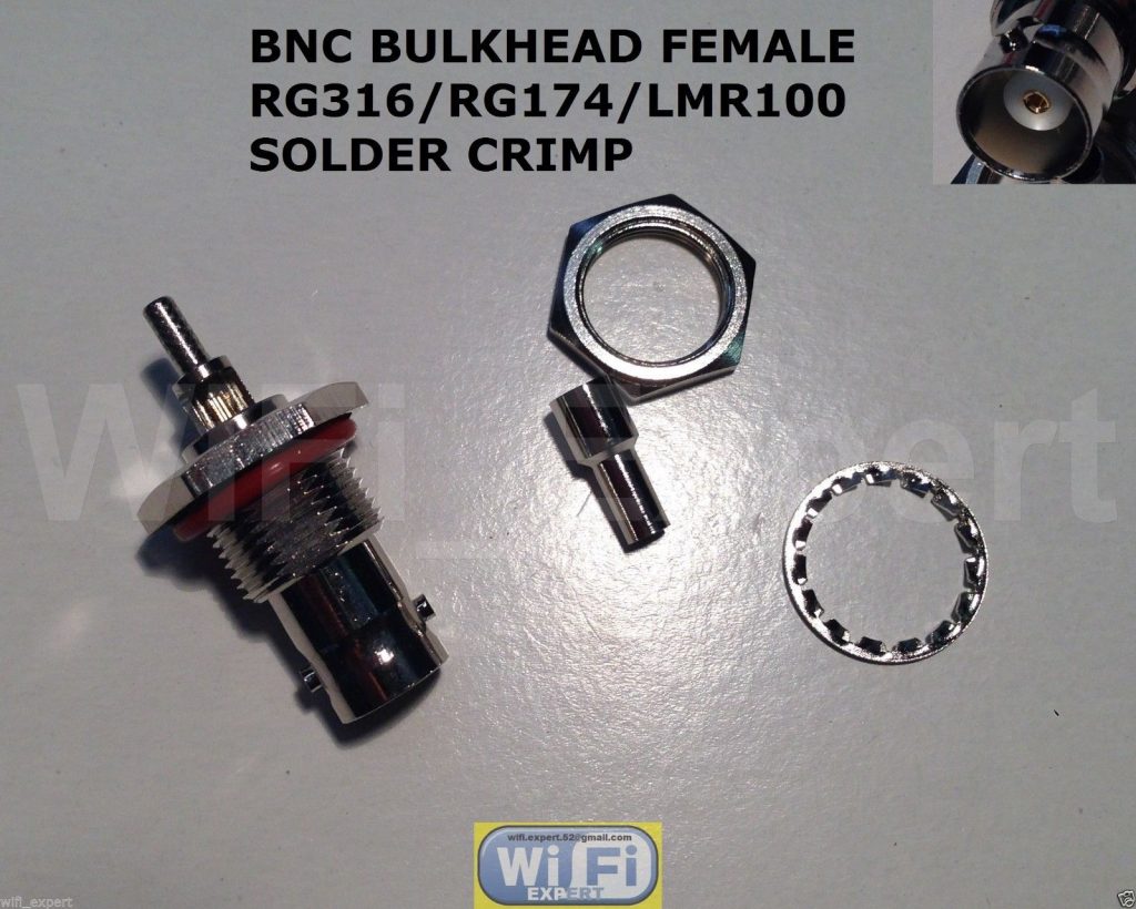 1 BNC Female BIG Bulkhead CRIMP G316 RG174 RG179 LMR100 Cable Straight Connector