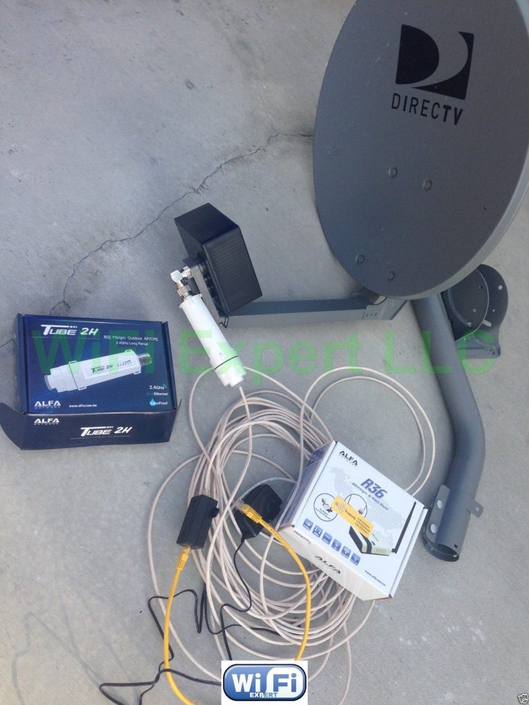 NO Dish BiQuad WiFi Antenna + ALFA R36 + PoE TUBE 2H Booster GET FREE INTERNET