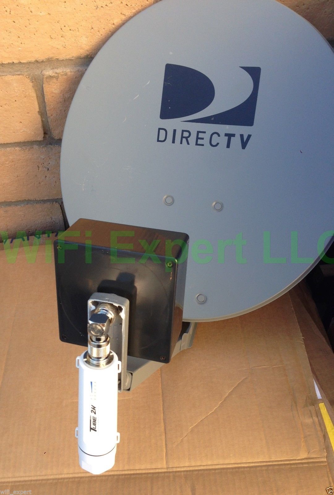 Dish BiQuad WiFi Antenna + ALFA PoE TUBE 2H Outdoor ... network cables and connector 