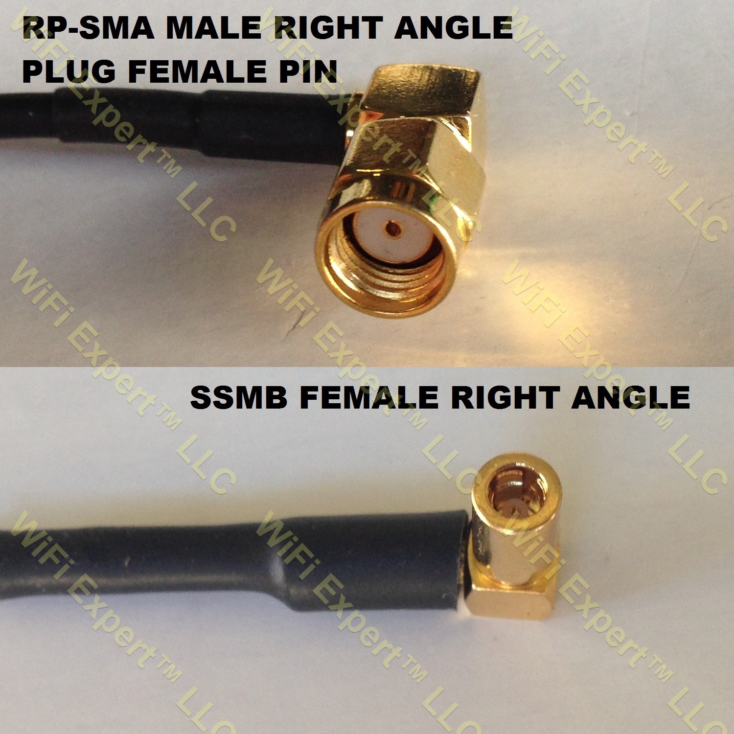 LMR100 RP-SMA MALE ANGLE to SSMB ANGLE FEMALE Coaxial RF Pigtail Cable
