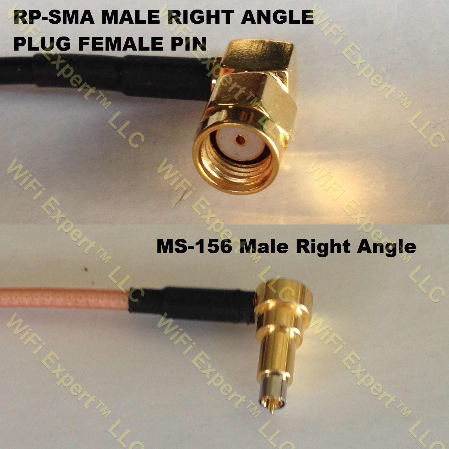 LMR100 RP-SMA MALE ANGLE to MS-156 MALE ANGLE Coaxial RF Pigtail Cable